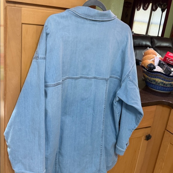 Eileen Fisher Light Blue Denim Jacket - Oversized Jean Jacket - Picture 3 of 4
